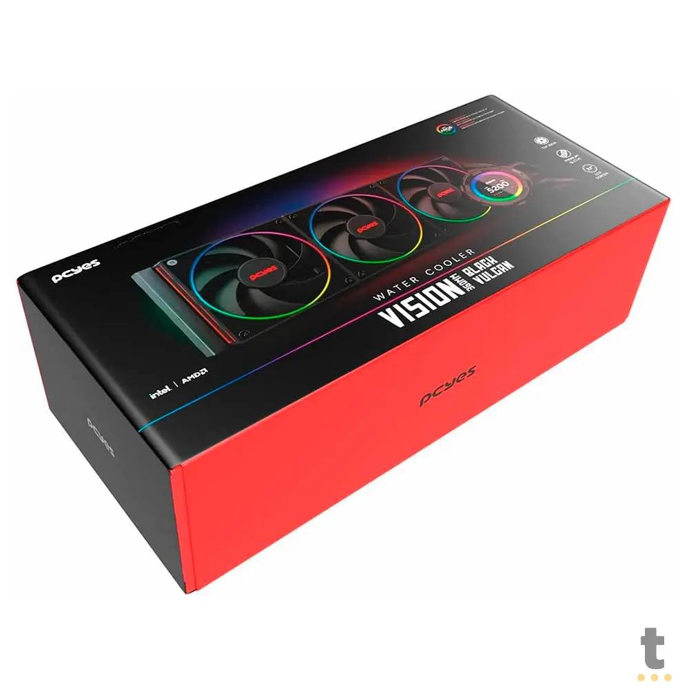 Water Cooler PCYes Vision 3 Fans 360mm Tela LCD 2,1'' (Intel/AMD) Black Vulcan - Vs360Bv Truedata