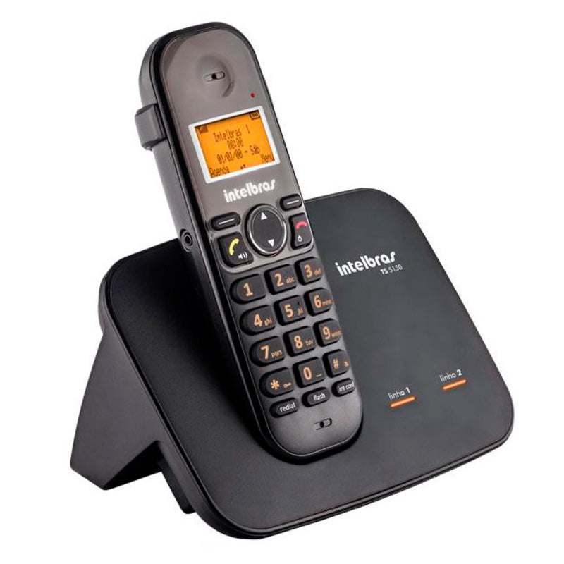 Telefone Sem Fio Digital Para Duas Linhas Intelbras Ts5150 Preto Ident De Chamadas - 4125150