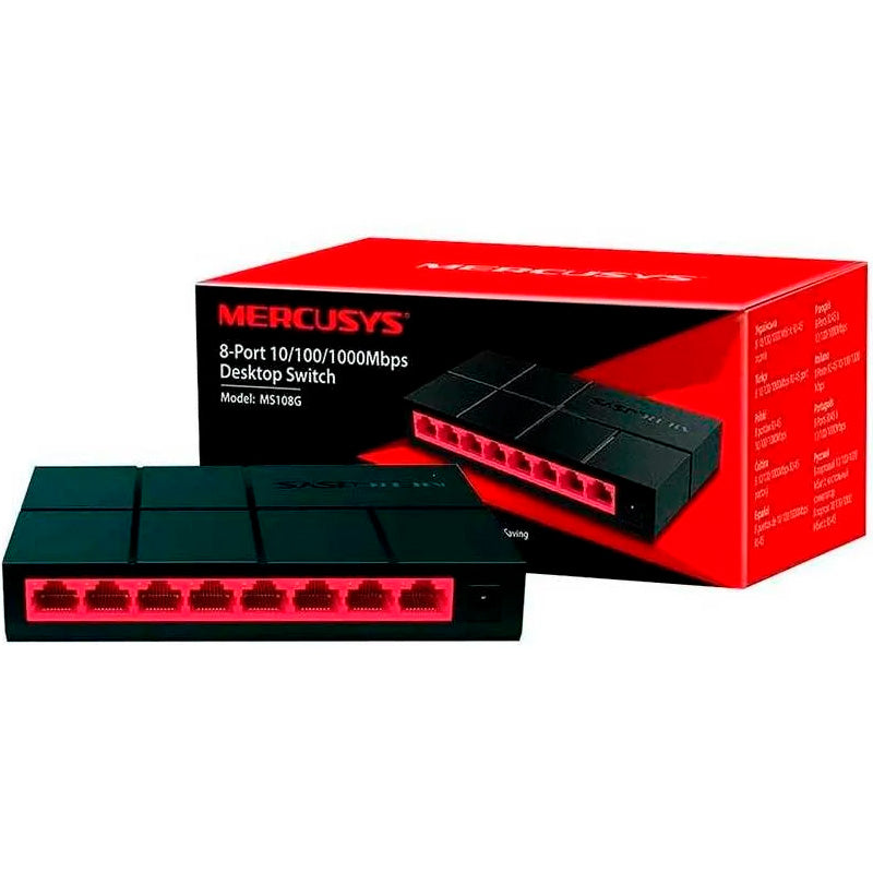 Switch 08 Portas Gigabit 10/100/1000Mbps Mercusys - MS108G