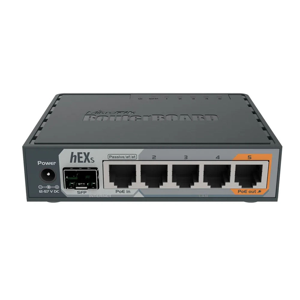Roteador 5 Portas Mikrotik RouterBoard Gigabit HEX S (4 Portas 10/100/1000 + 1 Poe + 1 Sfp) - RB760IGS