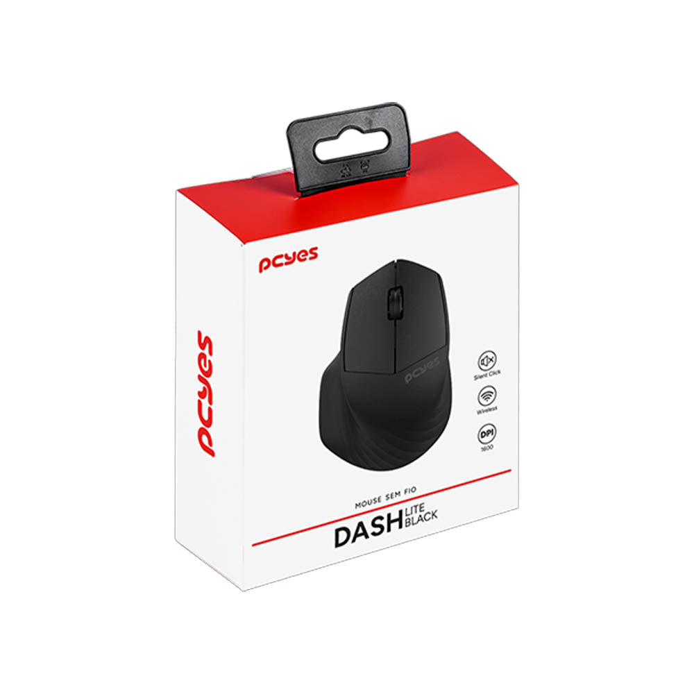 Mouse Sem Fio PCYes Dash Lite 1600Dpi Silent Click Preto - PMDV2BK Truedata