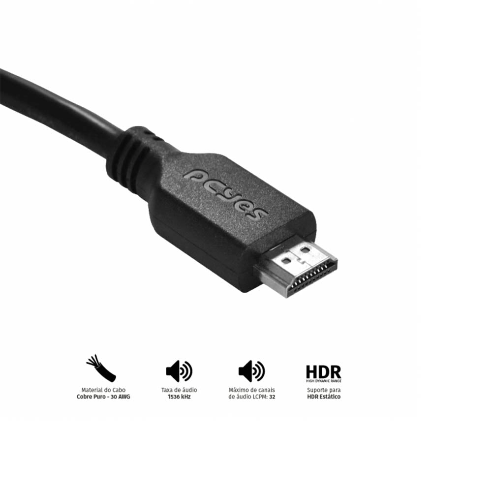 Cabo Hdmi 1mt 4k PCYes - PHM20-1
