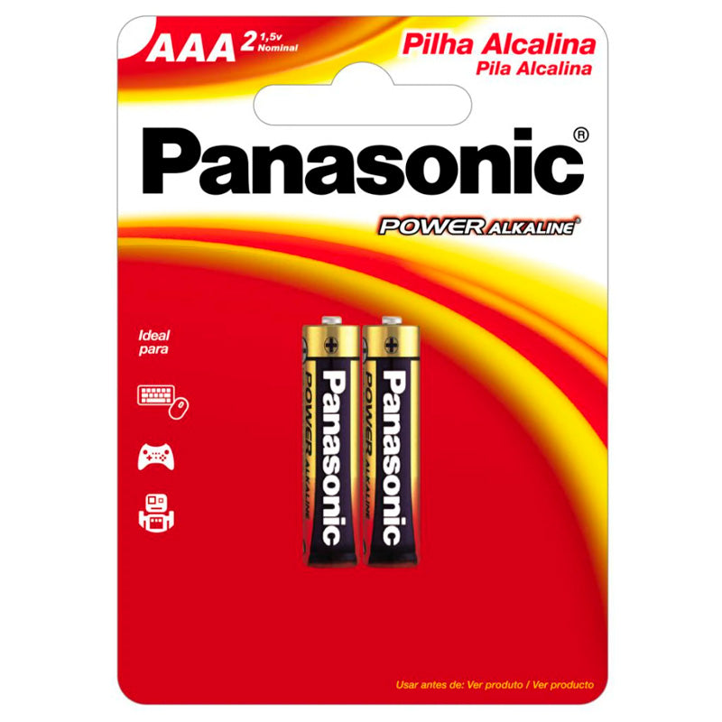 Pilha Alcalina AAA Palito Panasonic Lr03-2bt (Cartela C/2 Pilhas) - 1001091