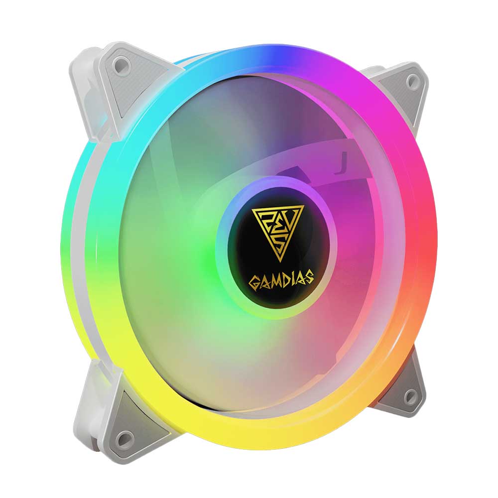 Kit c/ 4 Cooler Fan para Gabinete Gamdias Aeolus RGB 120mm Branco - M2-1204R WH Truedata