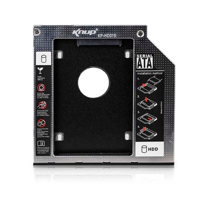 Case caddy gaveta para 2o. Hd ou ssd no dvdrw do notebook Knup Kp-hd010 9.5mm