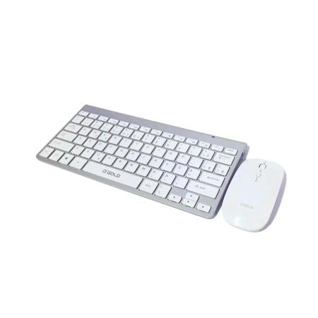 Kit Mini Teclado e Mouse Sem fio Gold USB Slim Prata - TCD-02