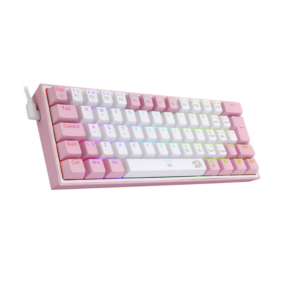 Teclado Gamer Mecânico Redragon Fizz Sakura Lollipop Branco Switch Blue - K617-RGB-WP