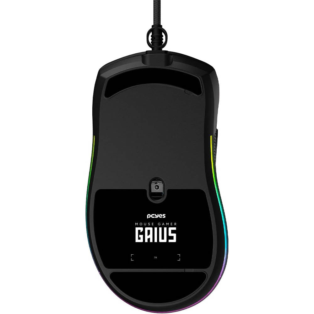 Mouse Gamer PCYes Gaius 6 Botoes 12400dpi RGB Preto - PMGGBV