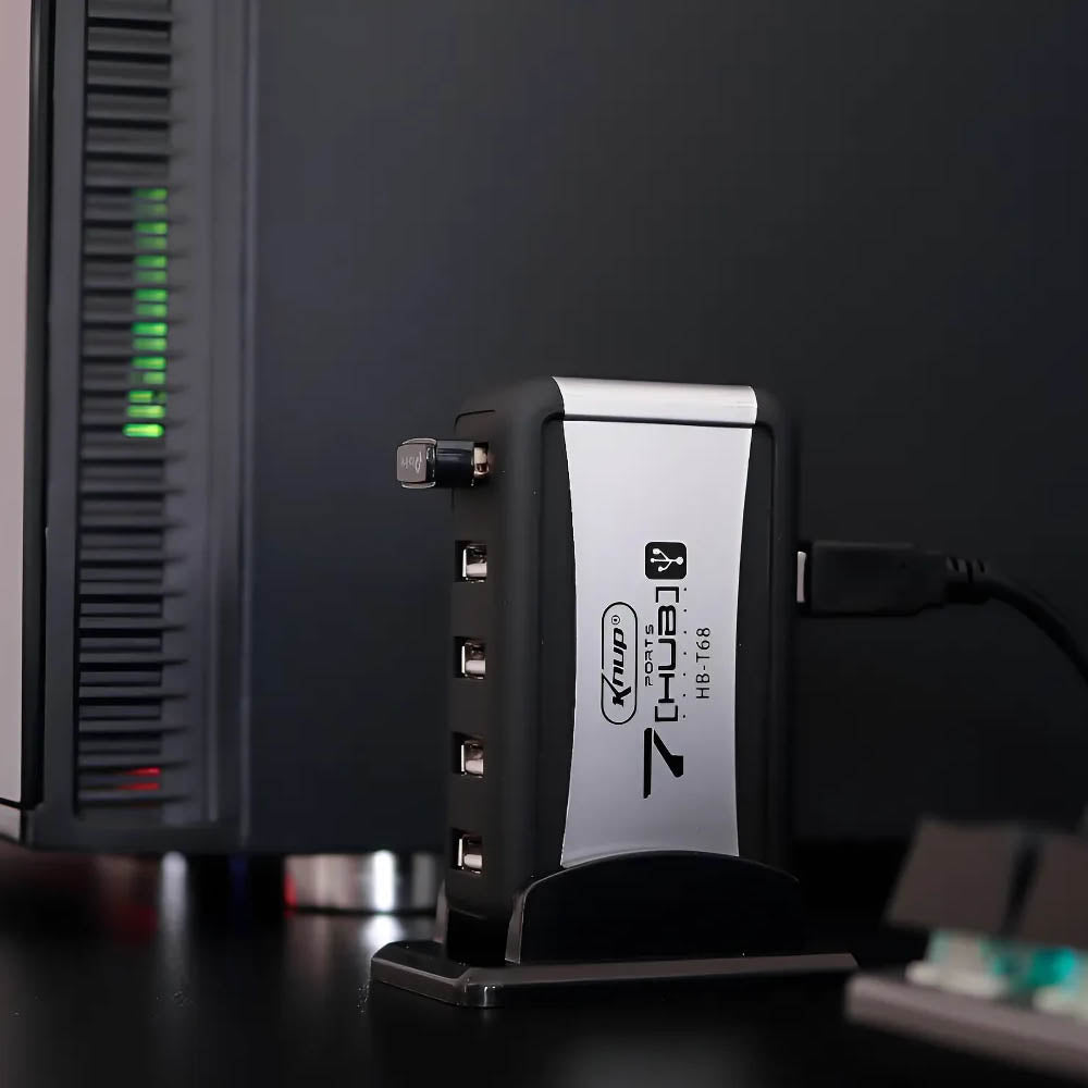 Hub Usb 7 Portas 2.0 High Speed C/Fonte Knup Hb-T68