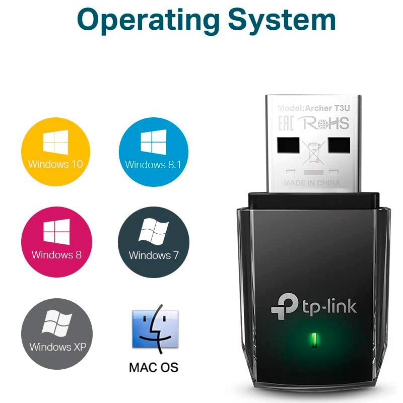 Mini Adaptador Wireless TP-Link USB 1300Mbps - Archer T3u Dual Band Truedata