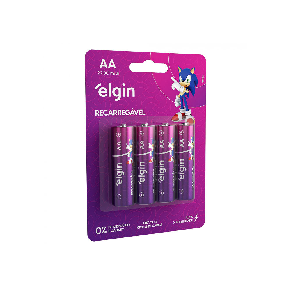 Pilha Recarregável AA 2700mah Elgin (Blister C/ 4 Pilhas) - 82175