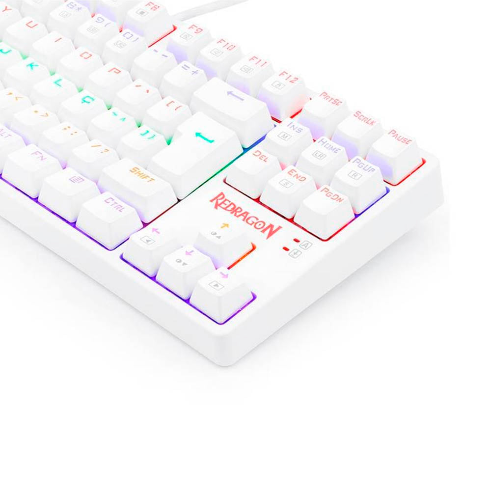 Teclado Gamer Mecânico Redragon Daksa Lunar Branco Rainbow Switch Blue - K576W-R (PT-BLUE) Truedata