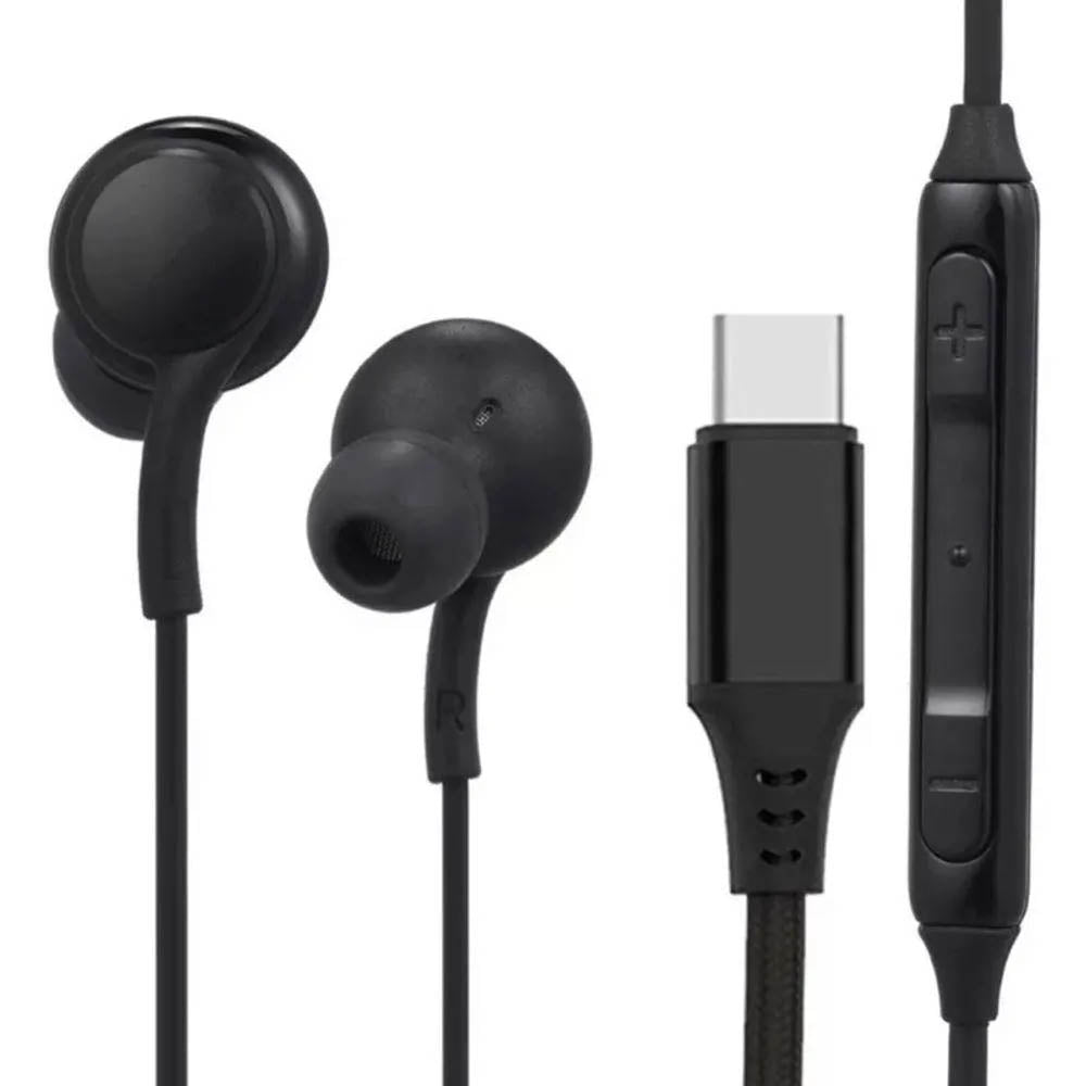 Fone De Ouvido Intra-Auricular Com Fio Tipo C aGOLD Preto - FN-A61