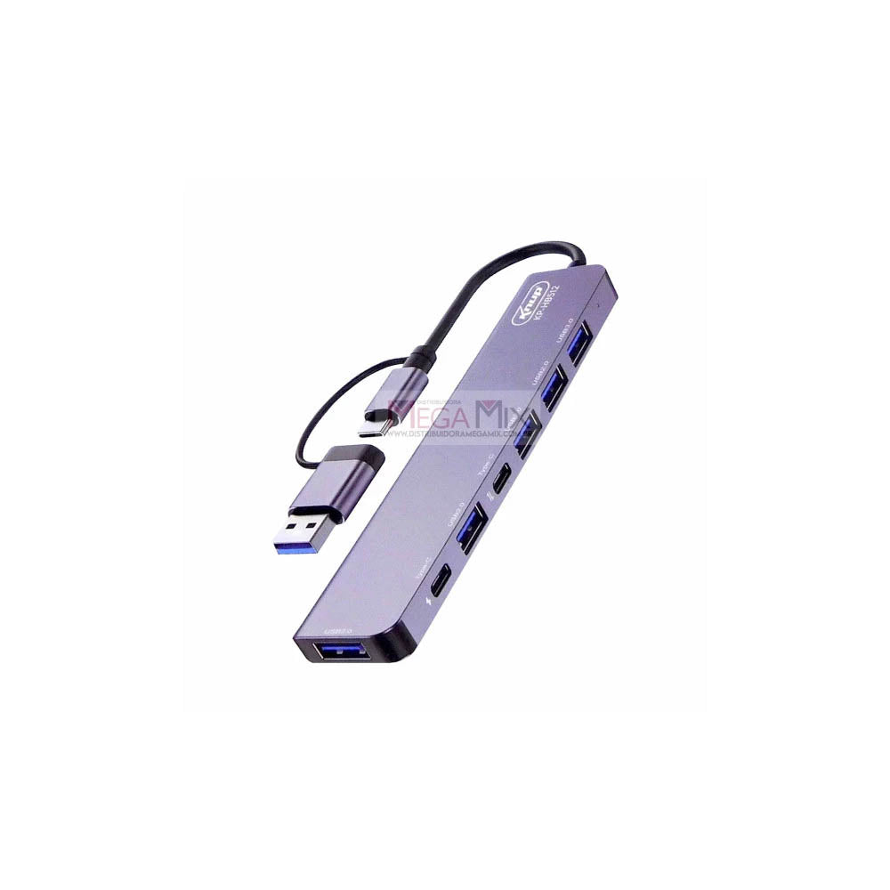 Hub Usb / Usb Tipo C 3 Portas Usb 2.0 + 2 Porta Usb 3.0 + 2 Portas Usb-C Knup - KP-HB512