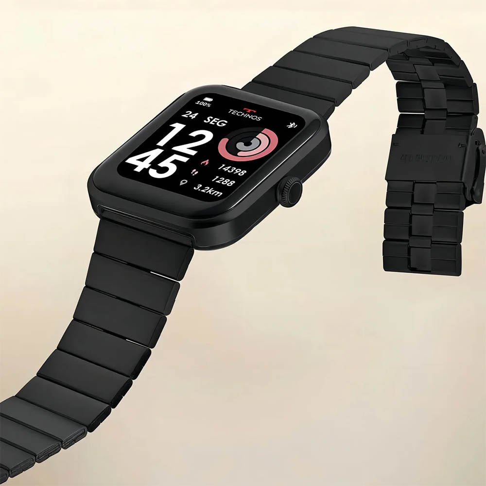 Relógio de Pulso SmartWatch Technos Connect Max C/ 2 Pulseiras Preto e Vinho - TMAXAI/7P