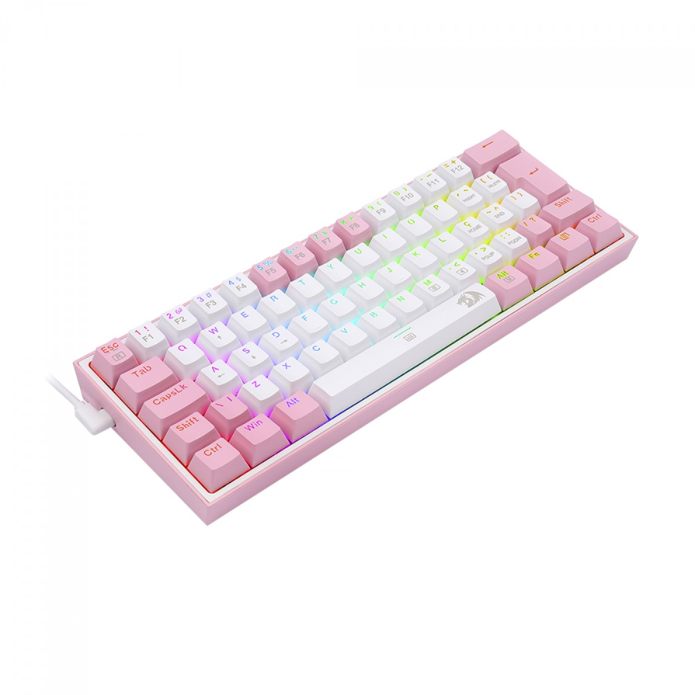 Teclado Gamer Mecânico Redragon Fizz Sakura Lollipop Branco Switch Blue - K617-RGB-WP