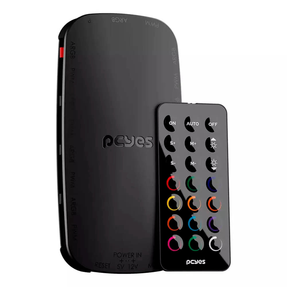 Controlador de Fans PCYes Light Core C/ Controle Remoto 9 Portas PWM + ARGB Preto - PELC9PVBR