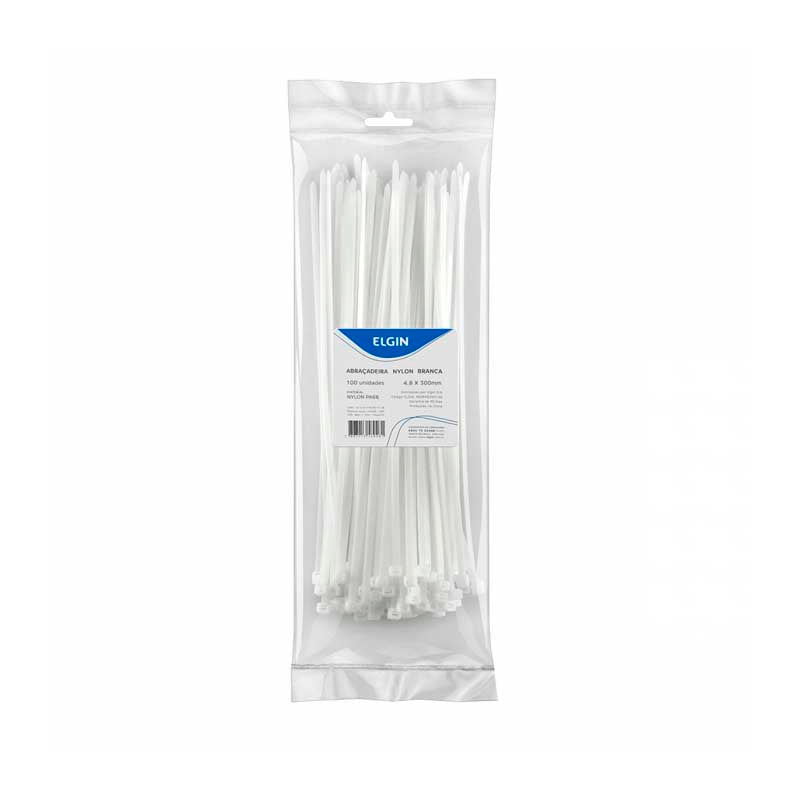 Cinta Abraçadeira em Nylon PA266 4.8X300 mm Pacote com 100 UN Branca - 35356
