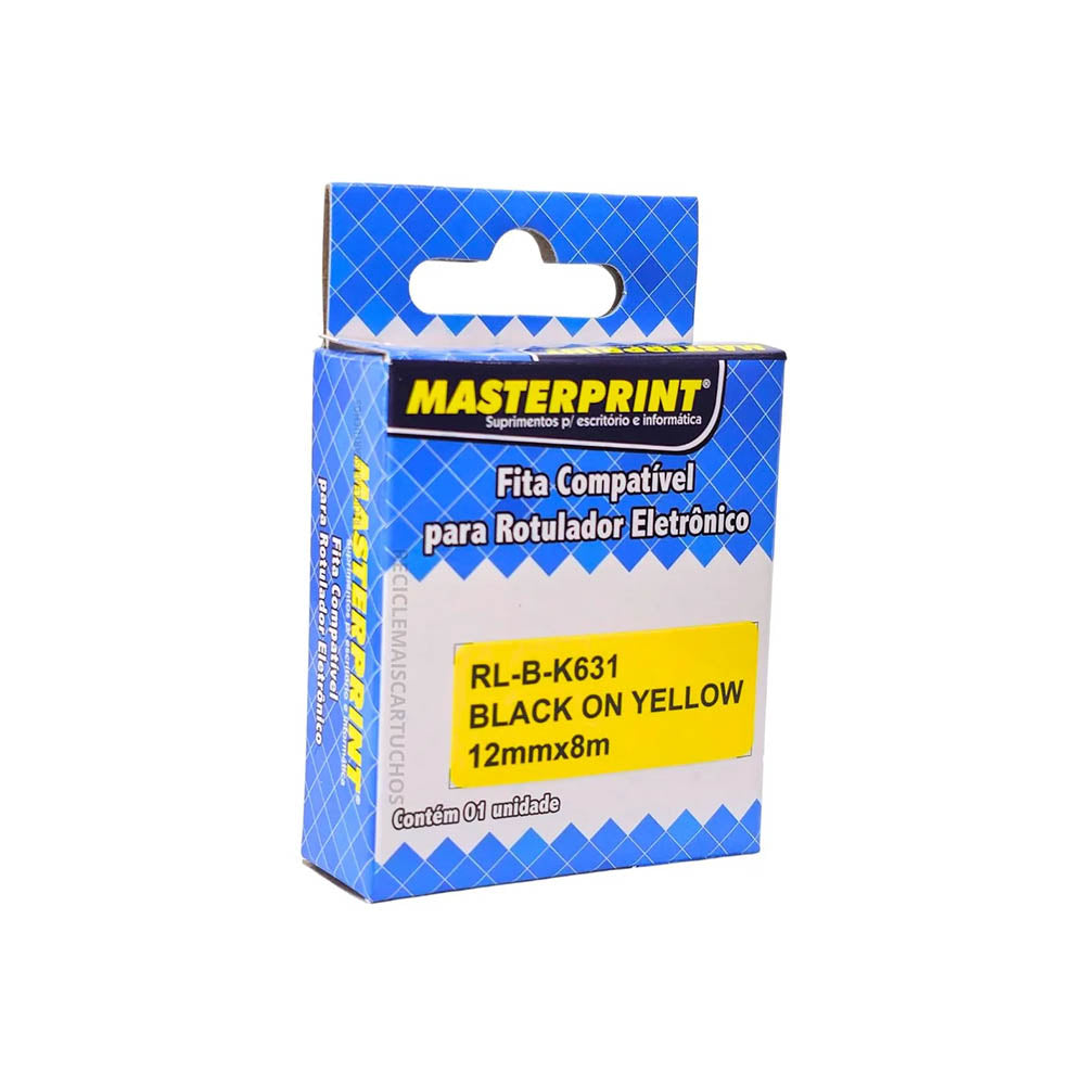 Fita Para Etiquetadora Brother M-K631 Amarela / Preta - Compativel Truedata