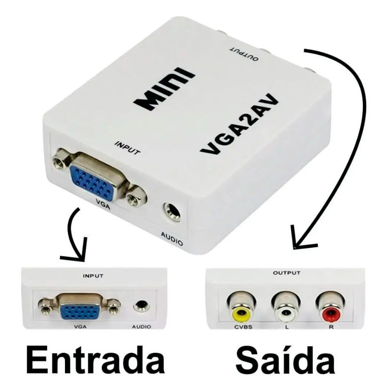 Adaptador Conversor Vga para AV (Rca) - Vga2Av