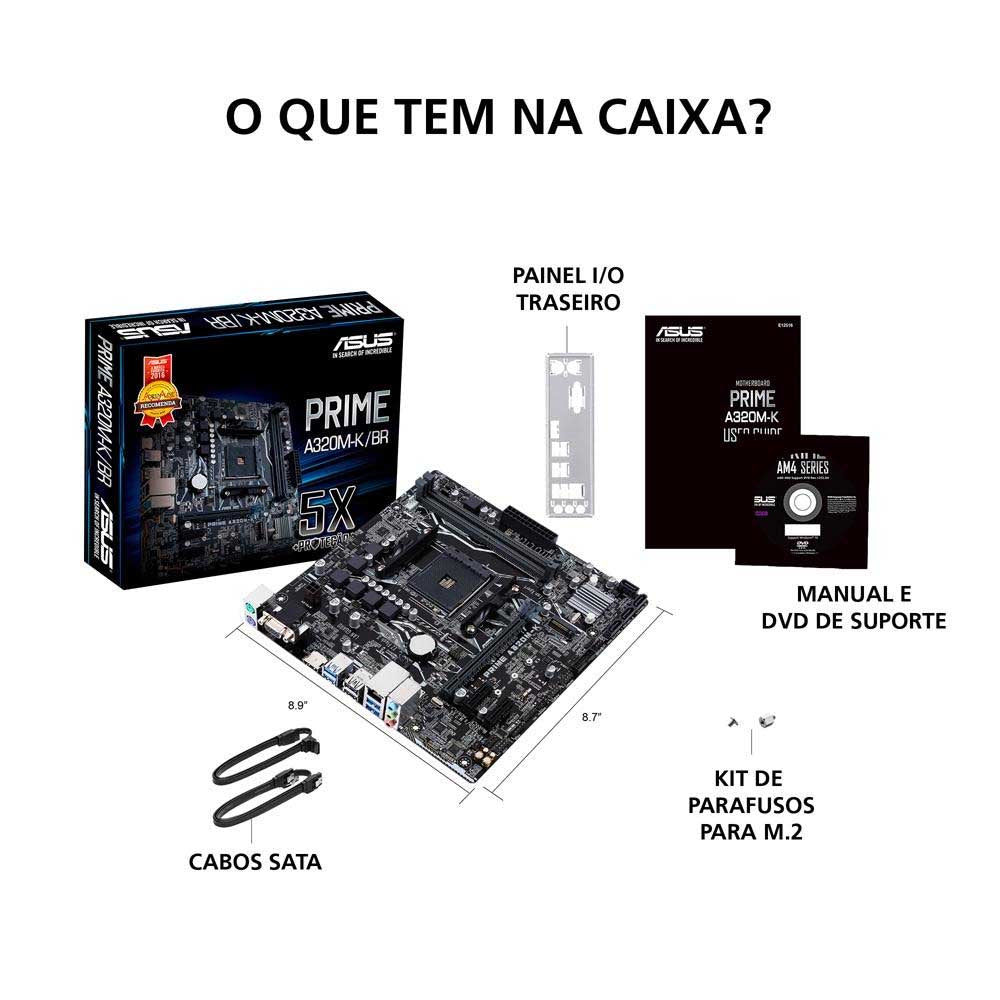 Placa Mae AMD Asus Prime A320M-K/BR DDR4 mATX Socket AM4 Hdmi