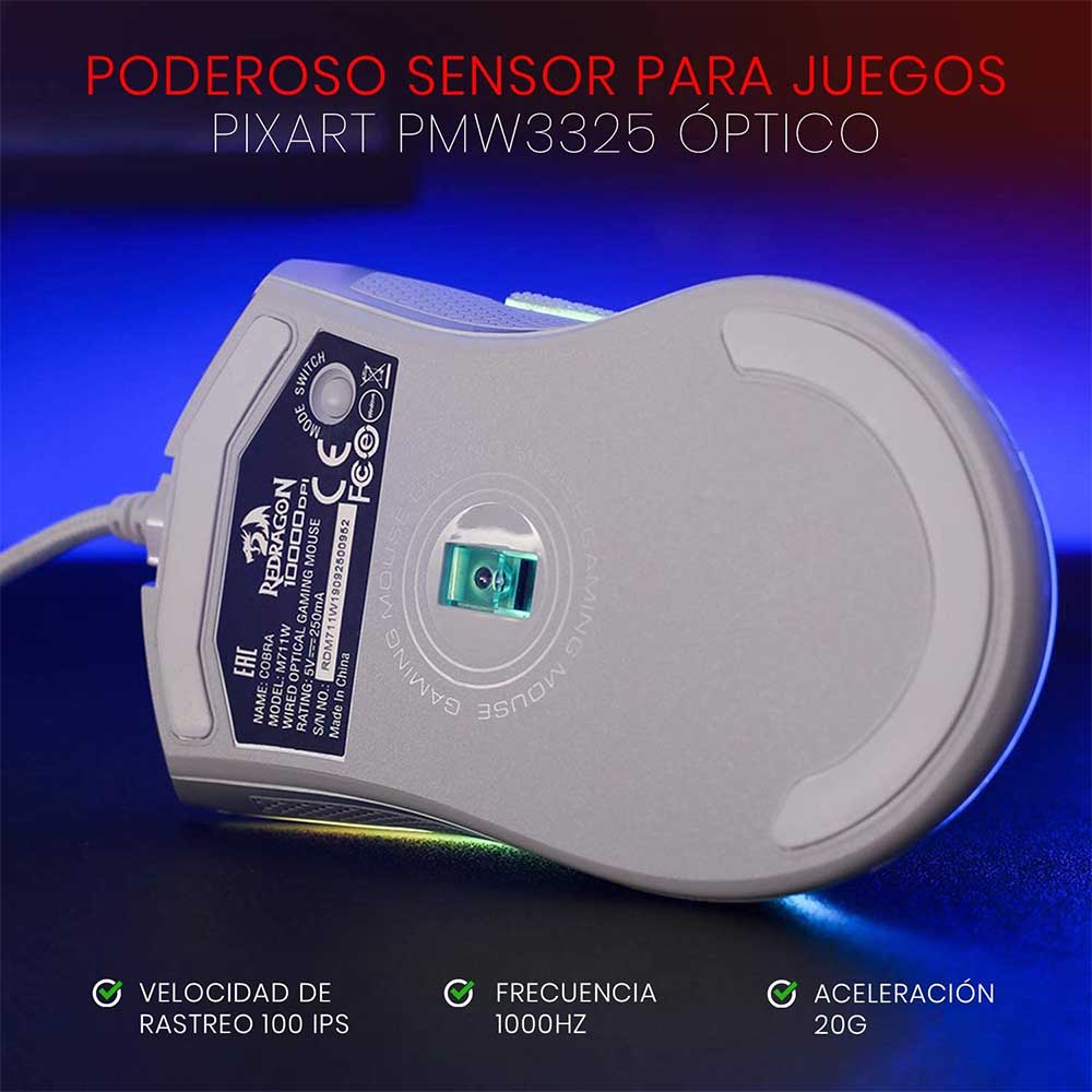 Mouse Gamer Redragon Cobra Lunar Branco RGB - M711W