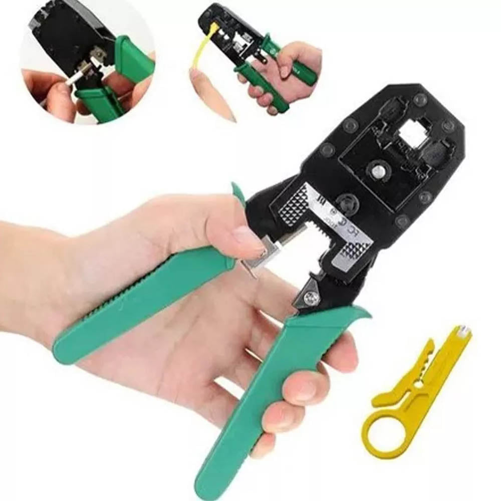 Kit De Ferramentas RJ11 RJ45 C/ Alicate Crimpagem, Decapador, Alicate Punch Down, Localizador, Chaves de Fenda e Acessór