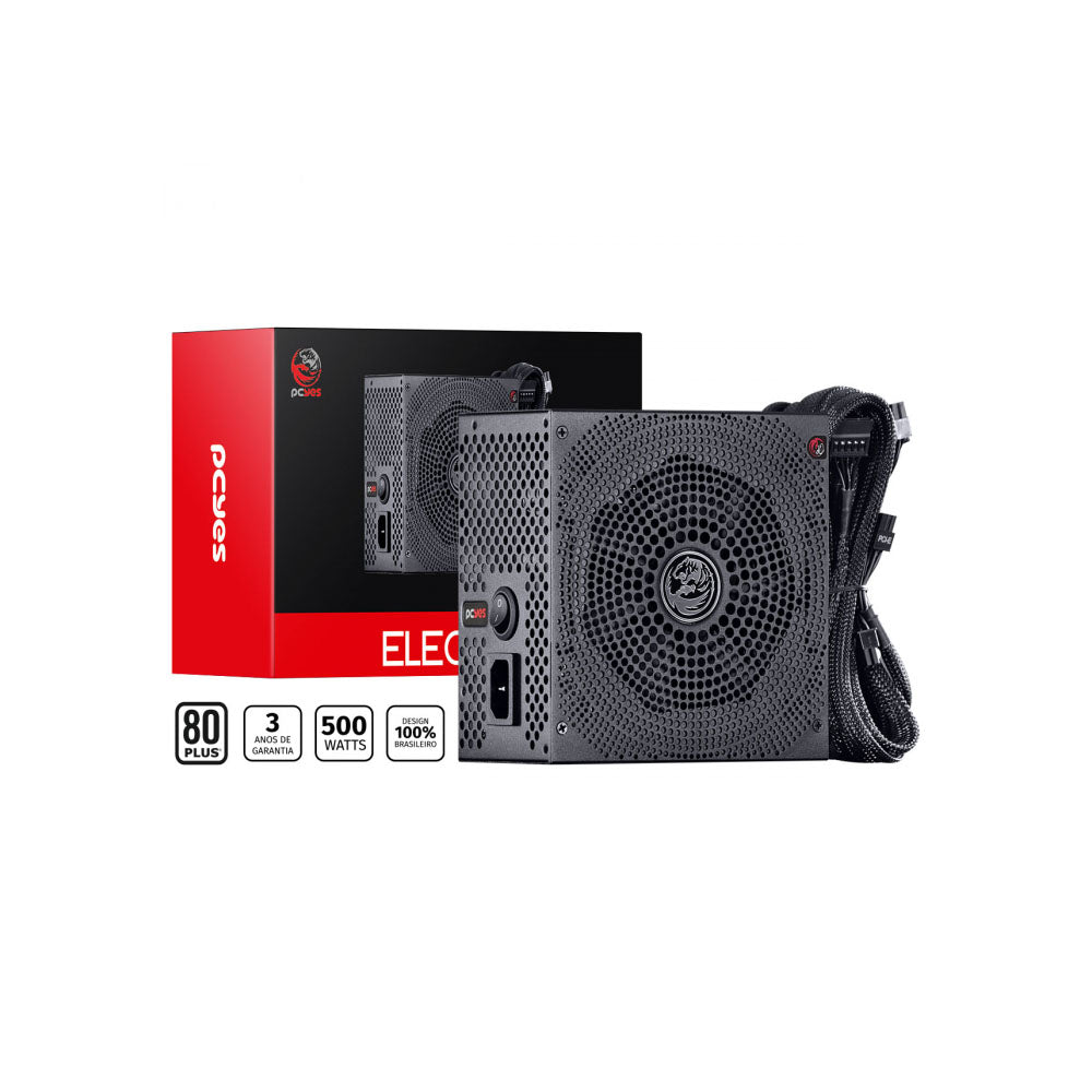 Fonte Real Atx 500w Electro V2 Series 80 Plus White PCYes Pfc Ativo - ELV2WHPTO500W