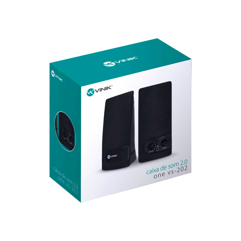 Caixa De Som 2.0 Usb P2 Vinik 6W Rms One Preta - VS-202