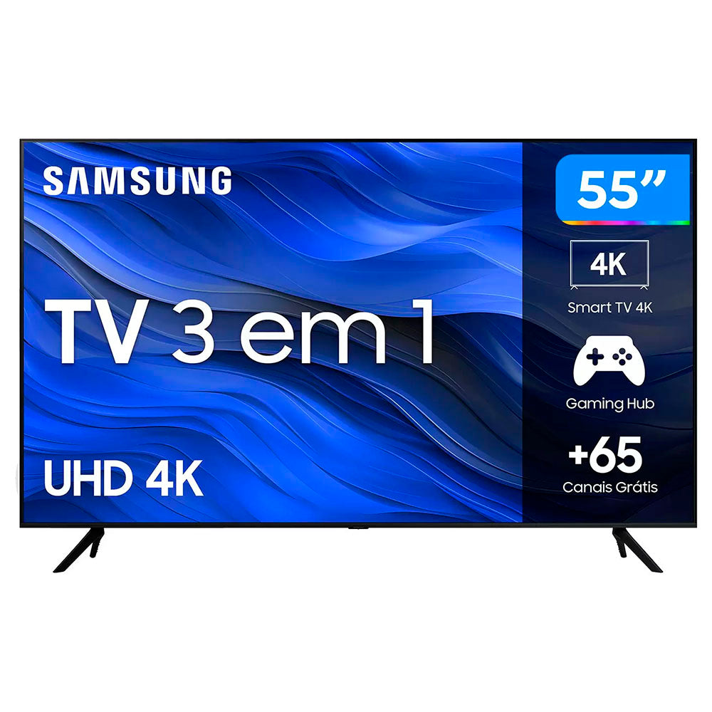 Smart TV Led Samsung 55" UHD 4K Wi-fi Bluetooth USB HDMI Gaming Hub 3 em 1 Tizen - 55CU7700