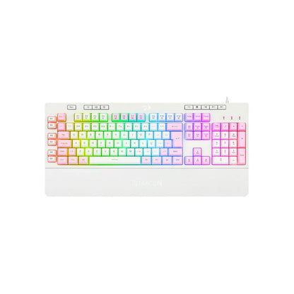 Teclado Gamer Membrana Redragon Shiva RGB Branco - K512WP-RGB - Rosa/Branco