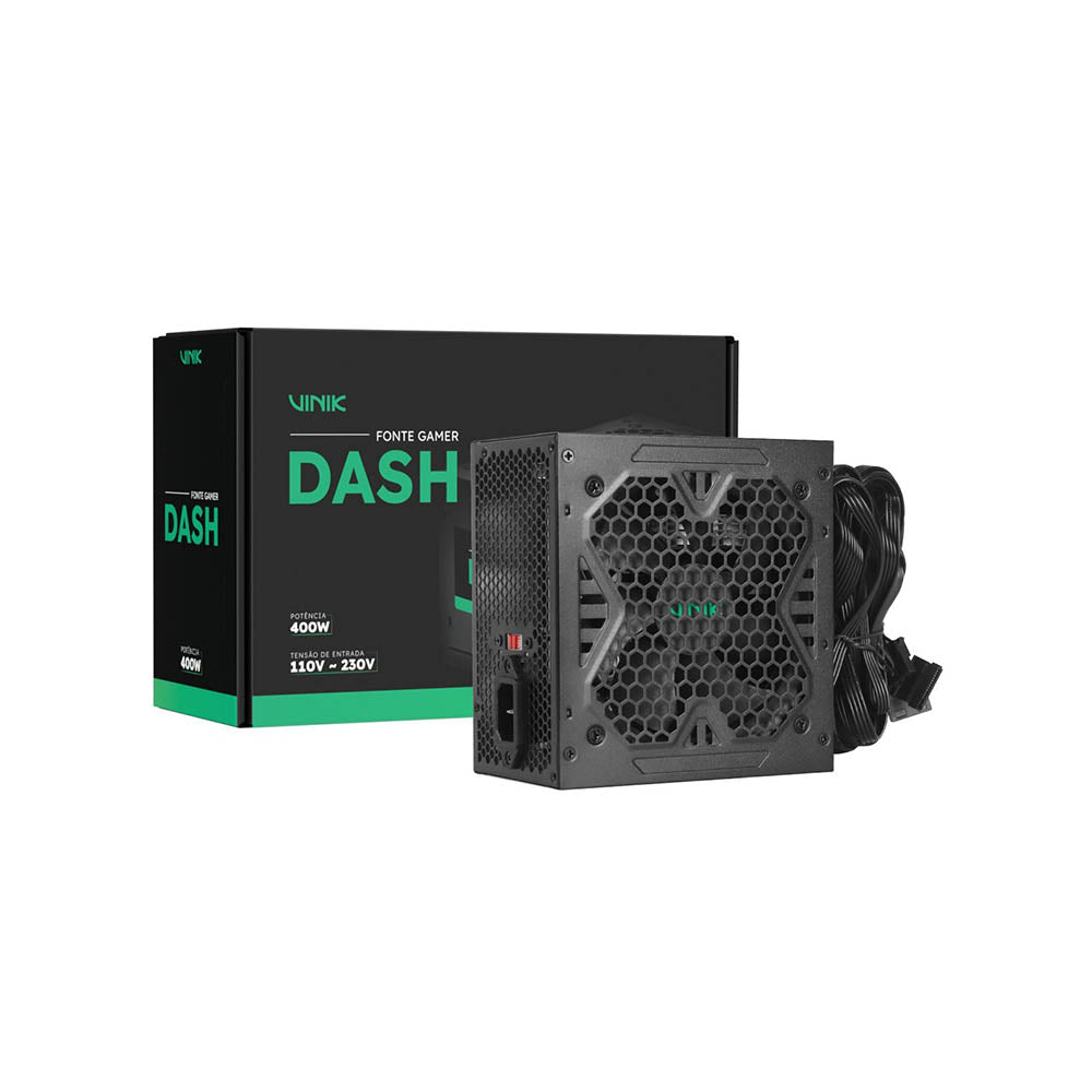 Fonte Real Atx Gamer Vinik Dash 400w Bivolt Preto - VFG400WPV3 Truedata