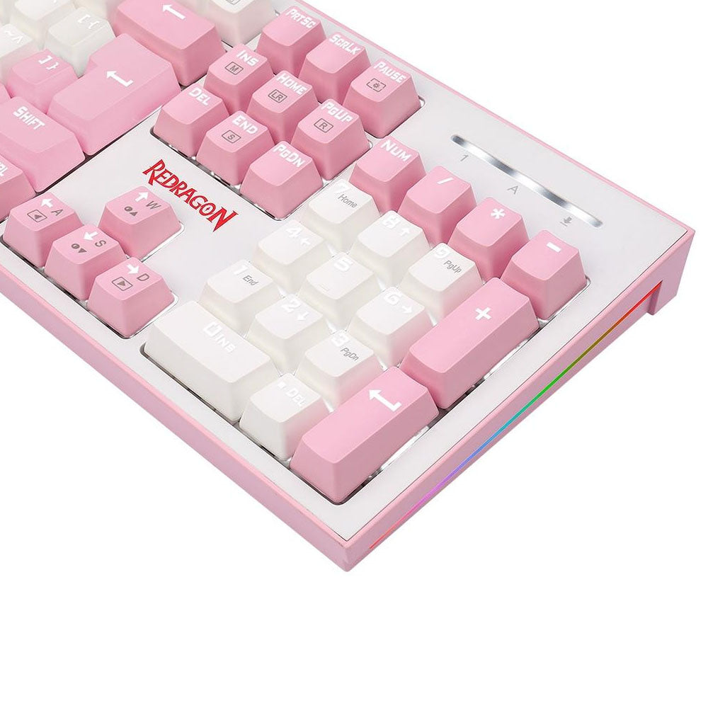 Teclado Gamer Mecânico Redragon Hades Led White Branco e Rosa - K623-WP (PT-BLUE)