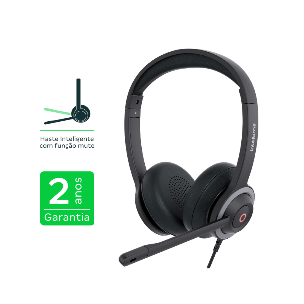 Headset intelbras WHS 70 Duo C/ Controle de Volume Usb Preto - 4010017