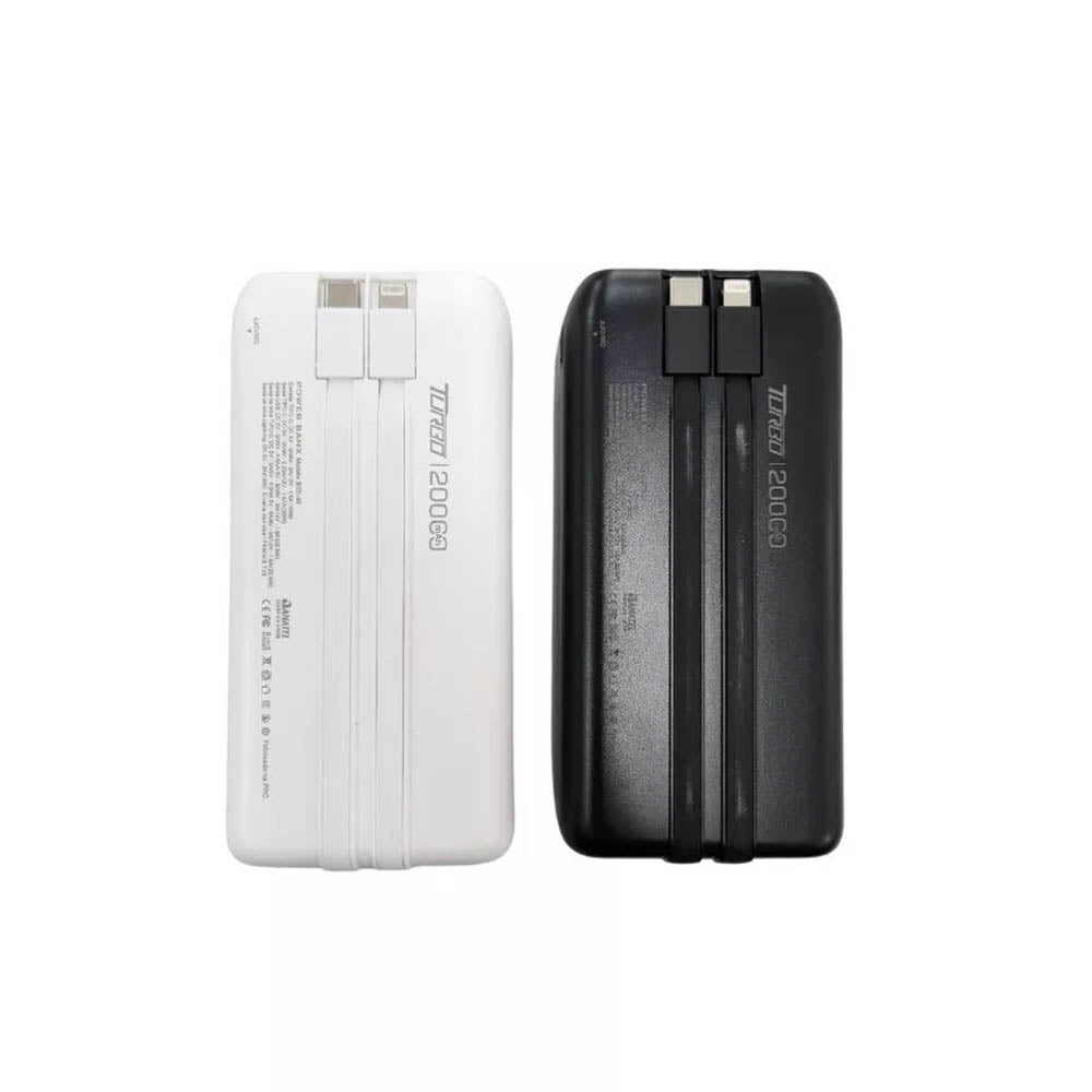Carregador Portátil Power Bank AGold 20000Mah Turbo PD 22.5W Usb Tipo C e Lighting Preto - BTE-40
