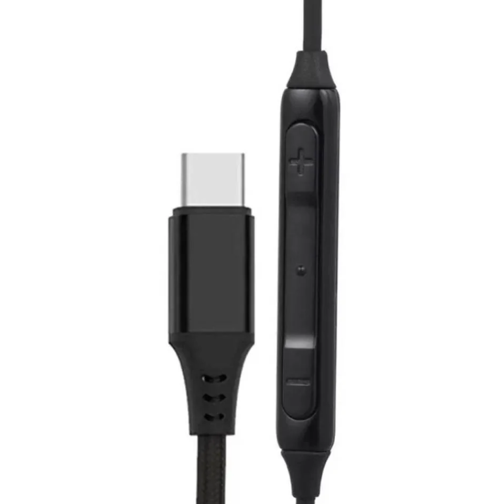 Fone De Ouvido Intra-Auricular Com Fio Tipo C aGOLD Preto - FN-A61