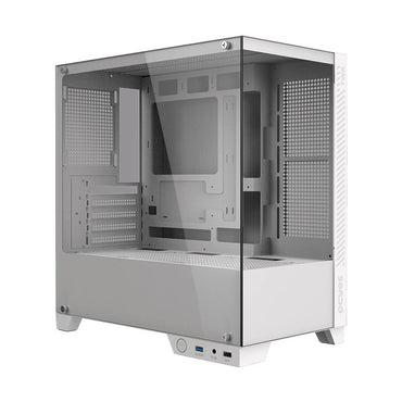 Gabinete Gamer PCYes Mid Tower Forcefield TWR White Ghost Branco Com Lateral e Frente em Vidro Temperado - GFFTWRWG