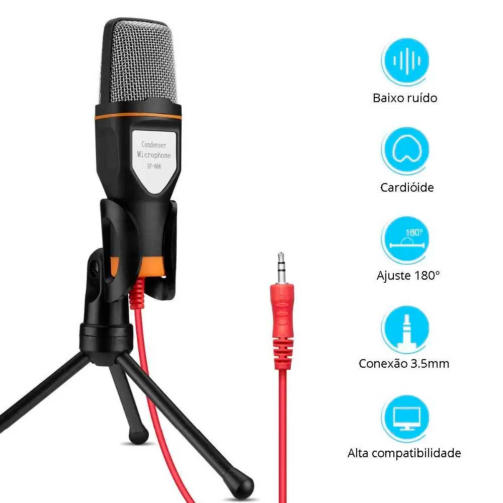 Microfone Para Computador Com Suporte Condensador Riomarteg SF-666 P2