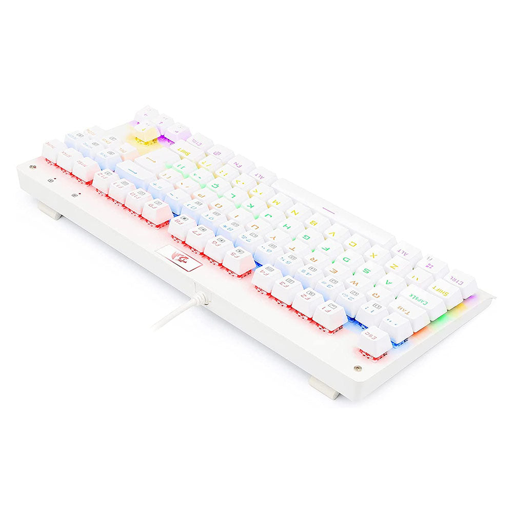 Teclado Gamer Mecânico Redragon Dark Avenger Lunar White RGB Branco - K568W-R - Switch Red