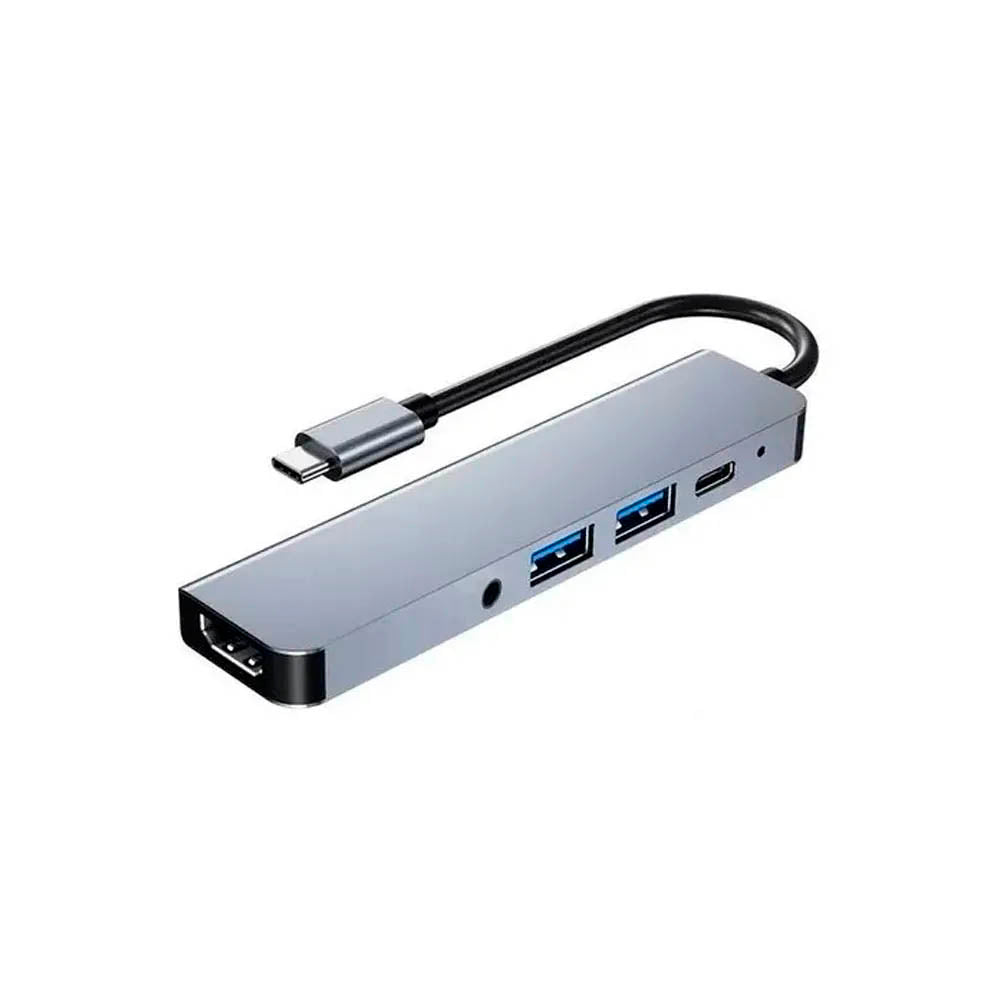 Hub USB Tipo C P/ HDMI + 2 Portas Usb + USB-C Tomate + Audio P2 - MTV-615
