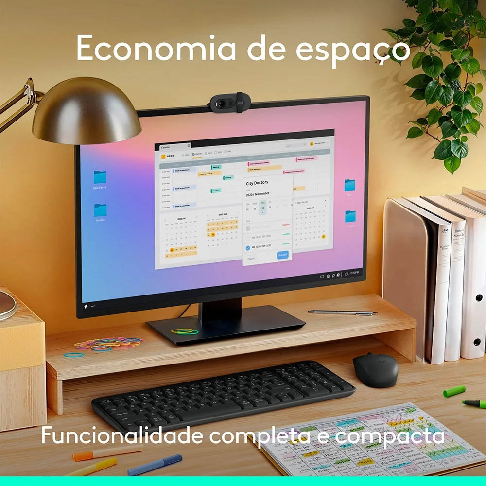 Kit Teclado E Mouse Sem Fio Bluetooth Compacto Logitech Mk250 Cinza - 920-013516
