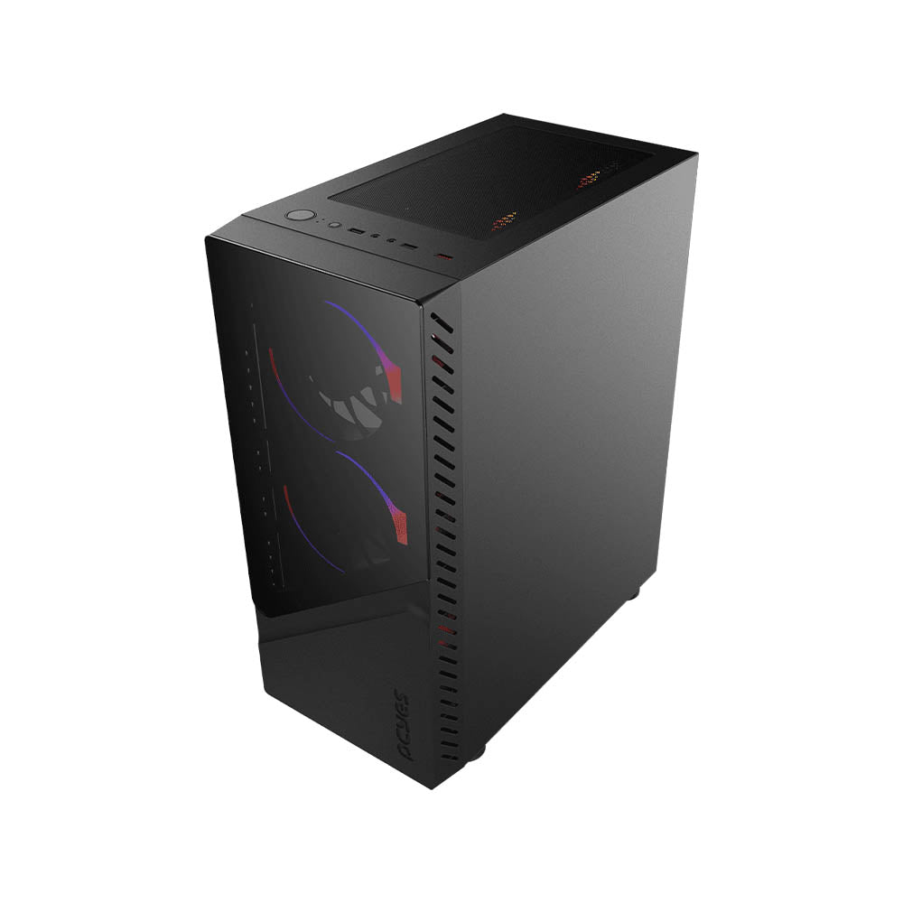 Gabinete Gamer PCYes Set Black Vulcan C/ Lateral em Vidro Temperado Preto - GSBVPBR