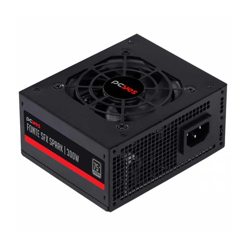 Fonte Atx para Gabinete Slim 300W PCYes SFX Real Spark 75+ Pfc Ativo Cabos Flat - SPKP300MBPT Truedata