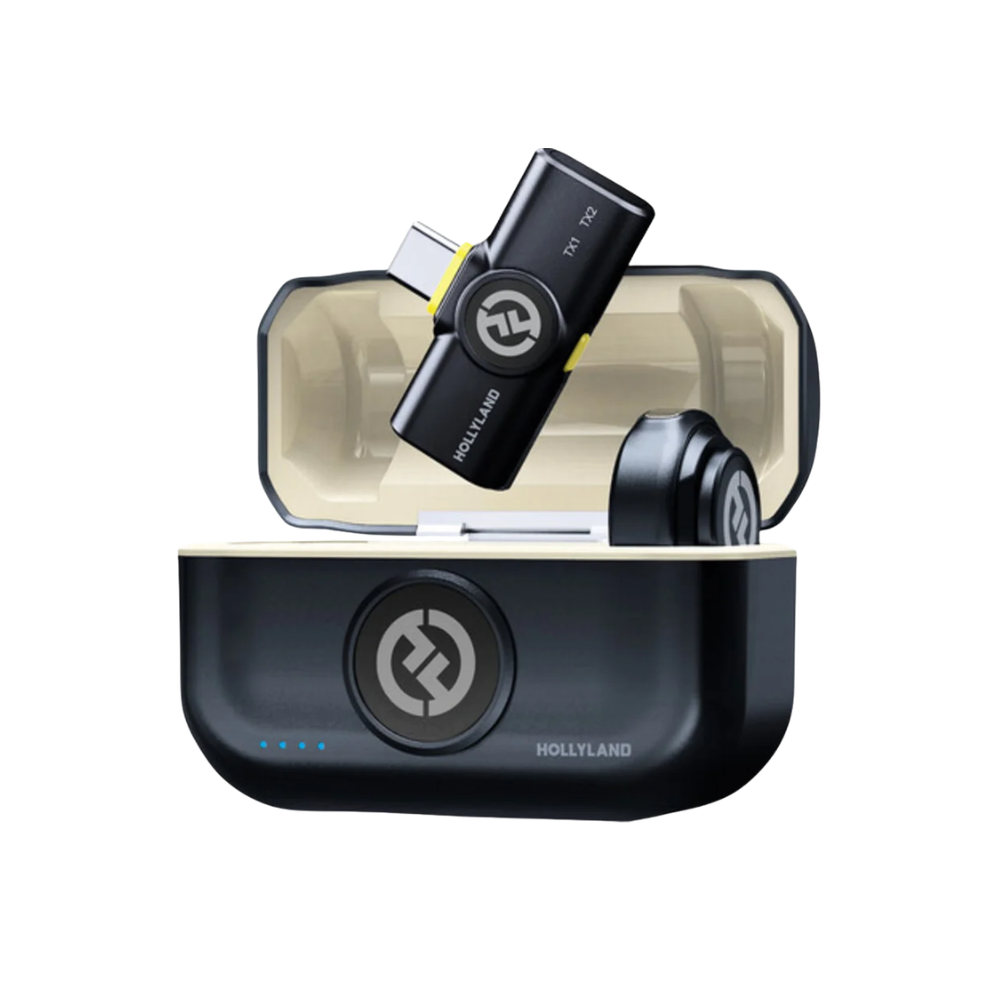 Microfone Sem Fio Wireless Lapela Tipo C Holyland Lark M2 Duo C/ 2 Microfones e Base de Carregamento