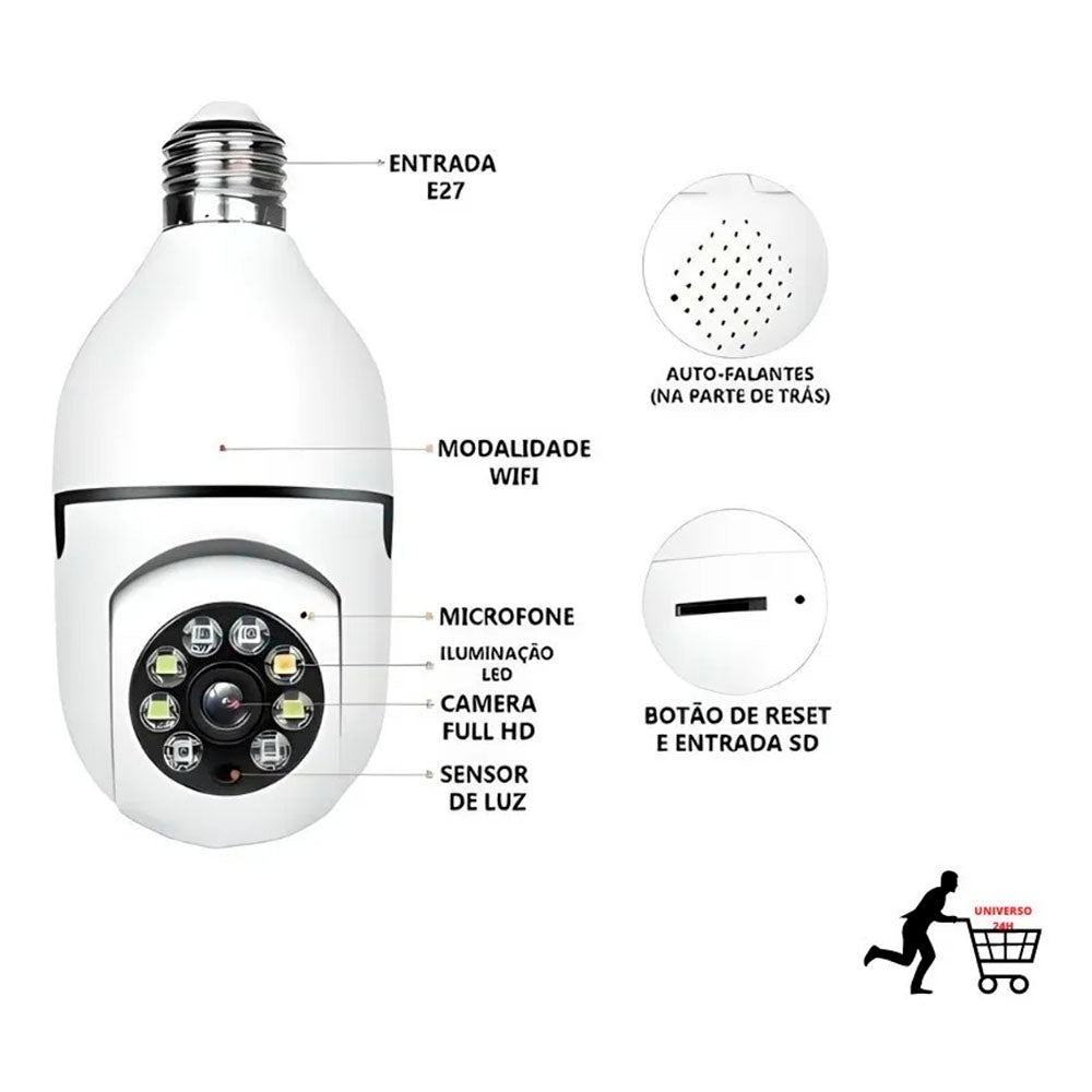 Câmera De Vigilância Ip Durawell Lampada HD Wi-fi Branca - 8177QJ