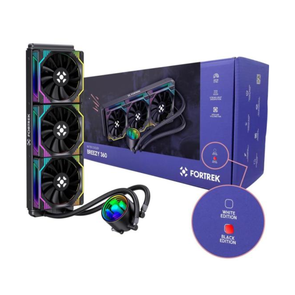 Water Cooler Triple Fan Fortrek Breezy 360mm ARGB Sync (Intel/AMD) Preto - 84962