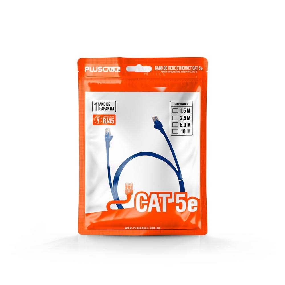 Patch Cord Cabo De Rede Cat5-E PlusCable 1.5m Azul - PC-ETHU15BL