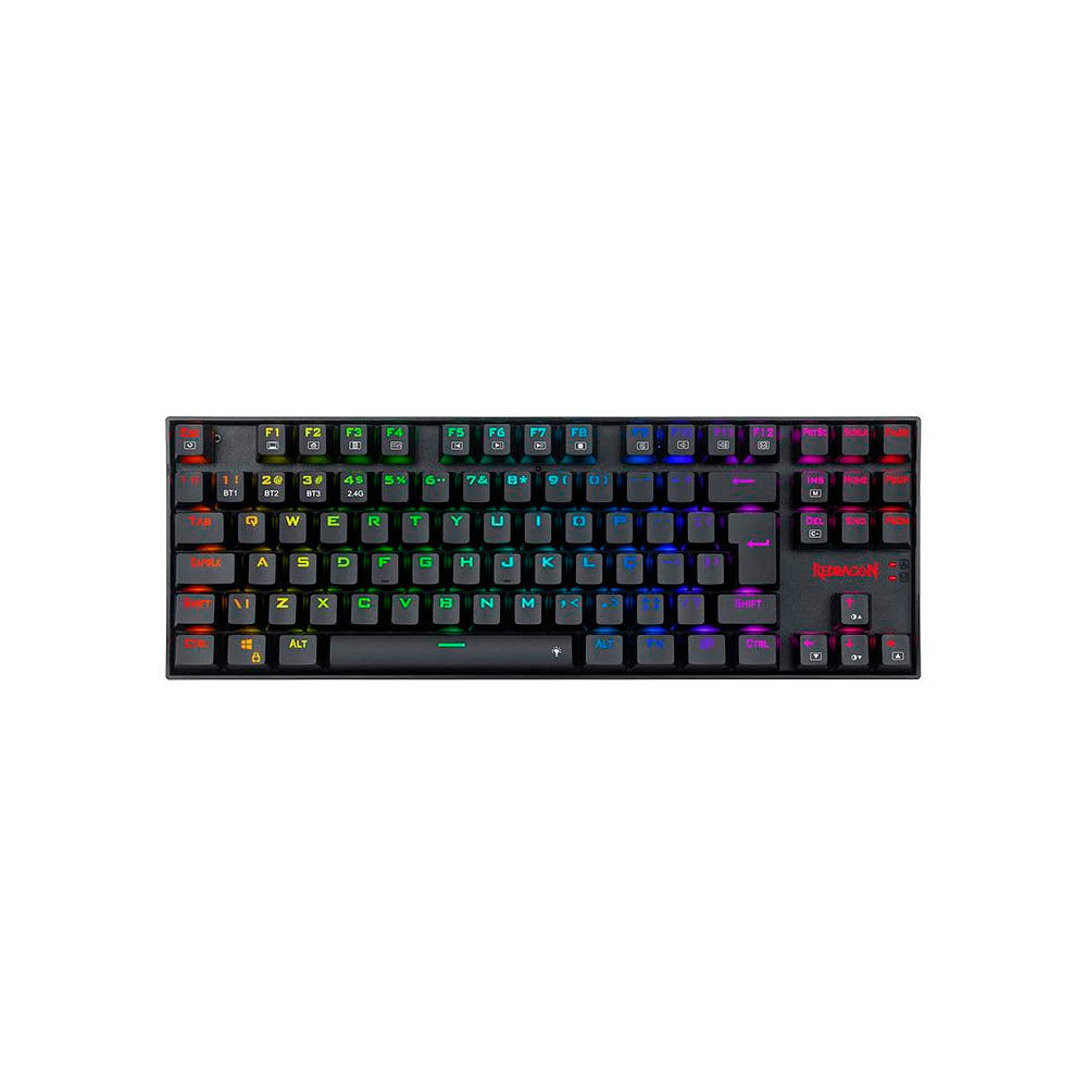 Teclado Gamer Mecanico Sem Fio Redragon Kumara Pro Wireless Rgb Preto Switch Marrom - K552RGB-BRS-B