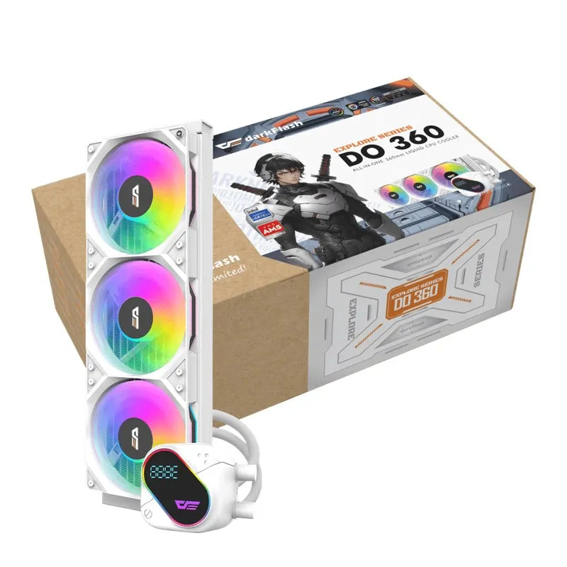 Water Cooler Triple Fan Darkflash p/ Processador White ARGB 360mm  (Intel/AMD) Branco - DO360