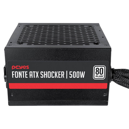 Fonte Real Atx 500w Shocker 80 Plus White PCYes Pfc Ativo - PF500SHW